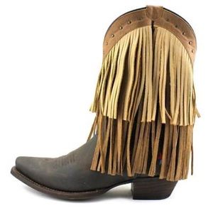Sugar Sand Fringe Pointed Snip Toe Cowgirl Boots